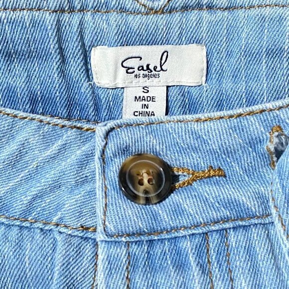 Easel Striped Paper Bag Cuffed Denim Jean Shorts Size Small - Picture 7 of 8